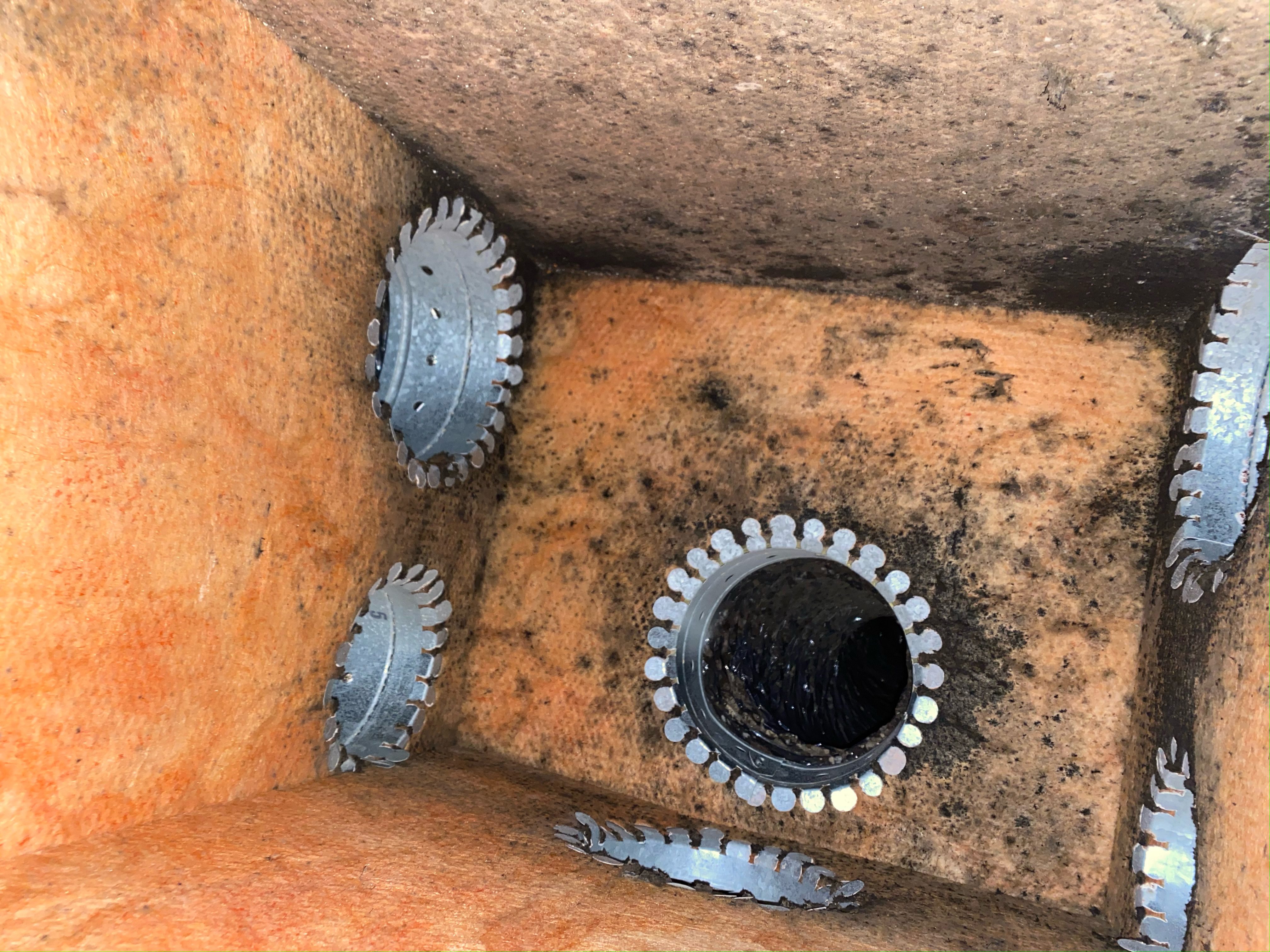 A close up of the holes in the wall