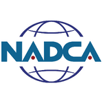 A blue and white logo of the national association for drug control.